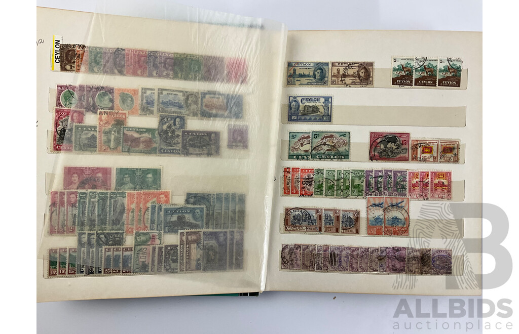 Two Albums of Antique and Vintage India, Ceylon/Sri Lanka Stamps Inluding QV, KEVII, KGV, KGVI Overprints