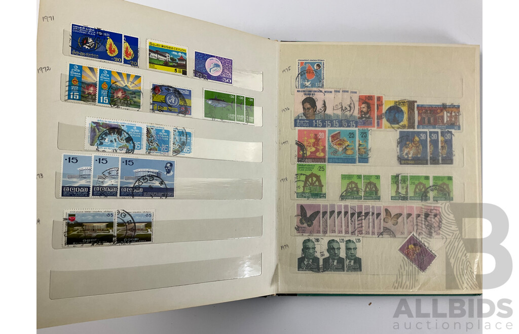 Two Albums of Antique and Vintage India, Ceylon/Sri Lanka Stamps Inluding QV, KEVII, KGV, KGVI Overprints