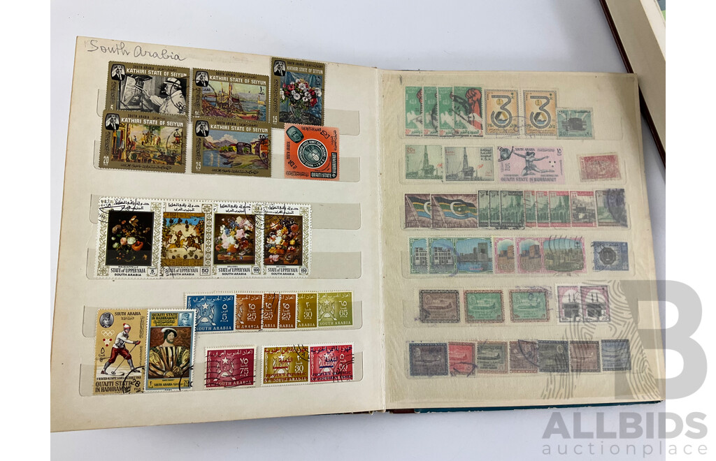 Three Albums of Vintage Stamps Including Bahrain, Kuwait, UAE, Bhutan, Pakistan, Palestine, San Marino, Over Prints, Mints