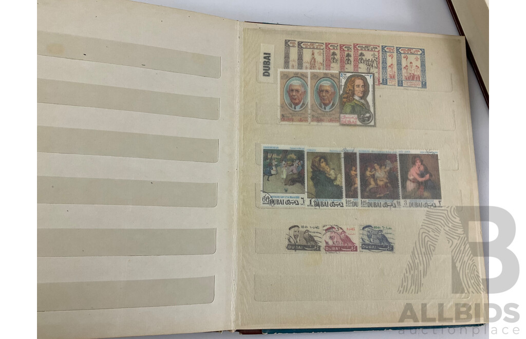 Three Albums of Vintage Stamps Including Bahrain, Kuwait, UAE, Bhutan, Pakistan, Palestine, San Marino, Over Prints, Mints
