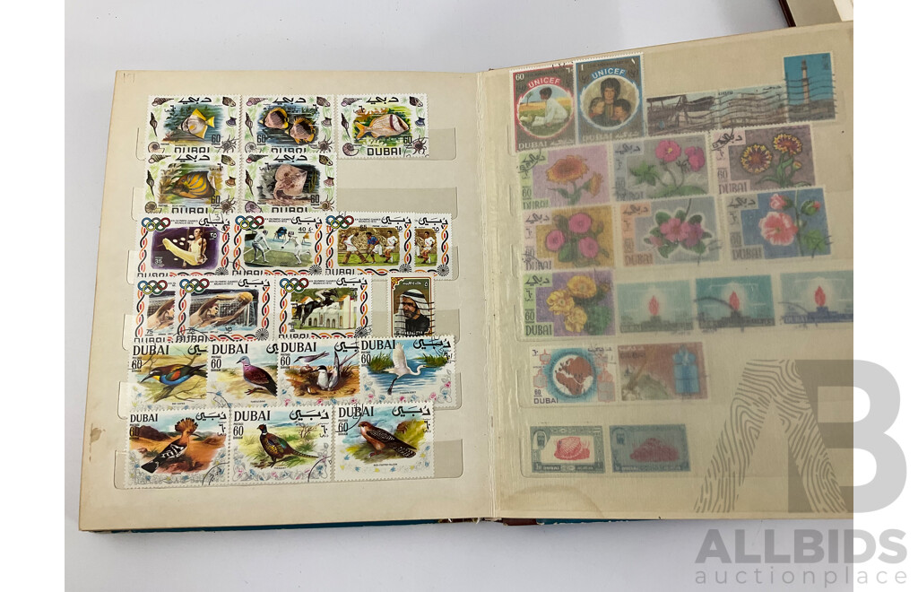 Three Albums of Vintage Stamps Including Bahrain, Kuwait, UAE, Bhutan, Pakistan, Palestine, San Marino, Over Prints, Mints