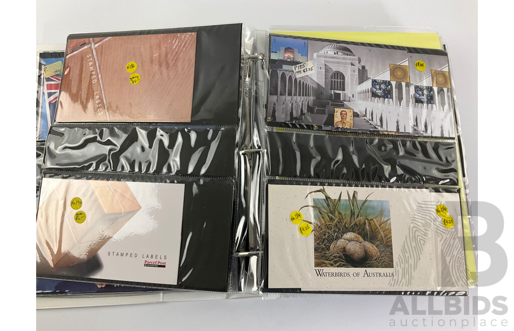 Album of Australian Stamp Pack and Books, Examples Spanning 1988 to 1991 Mostly Doubles/Multiples, Bicentennial, Selected Issues, Living Together, Tall Ships