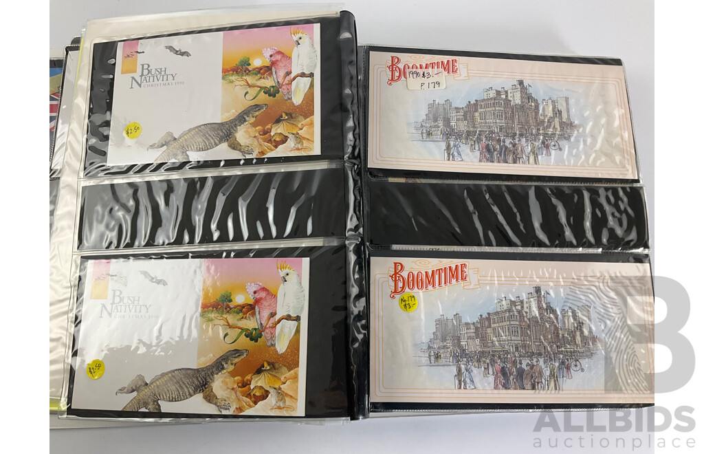 Album of Australian Stamp Pack and Books, Examples Spanning 1988 to 1991 Mostly Doubles/Multiples, Bicentennial, Selected Issues, Living Together, Tall Ships
