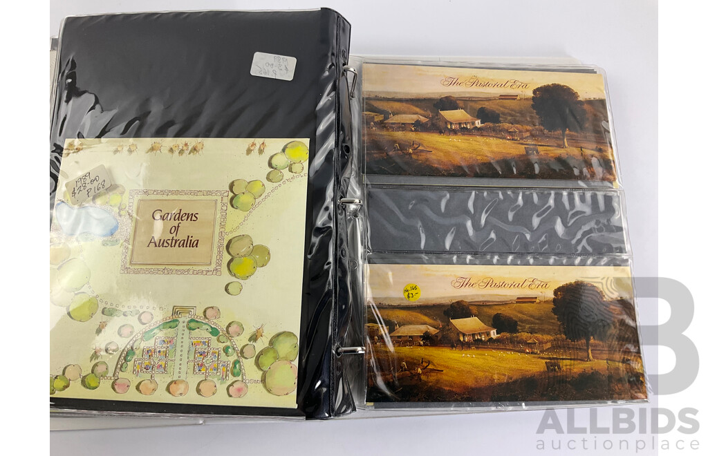 Album of Australian Stamp Pack and Books, Examples Spanning 1988 to 1991 Mostly Doubles/Multiples, Bicentennial, Selected Issues, Living Together, Tall Ships