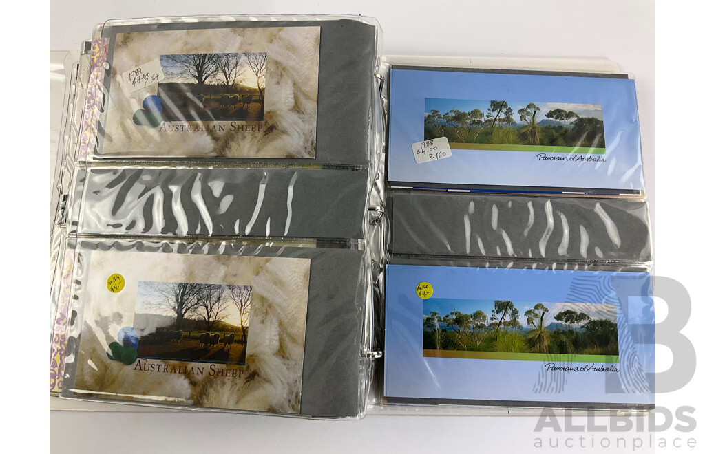Album of Australian Stamp Pack and Books, Examples Spanning 1988 to 1991 Mostly Doubles/Multiples, Bicentennial, Selected Issues, Living Together, Tall Ships