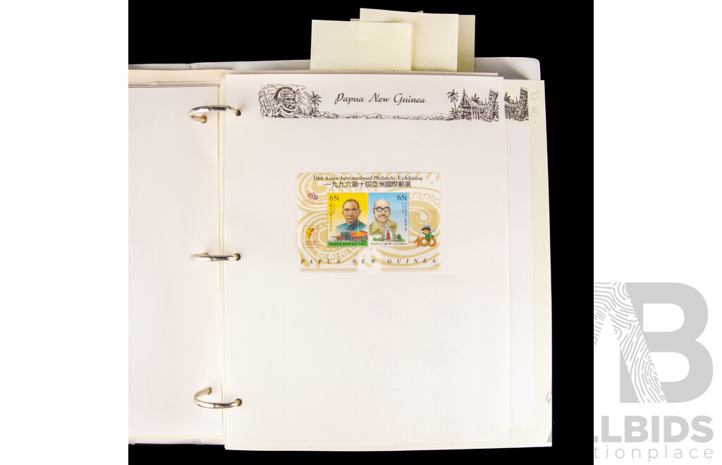 Seven Seas Album of Papua New Guinea 1984 to 1997 Mint Stamps, Approximately 80% Complete