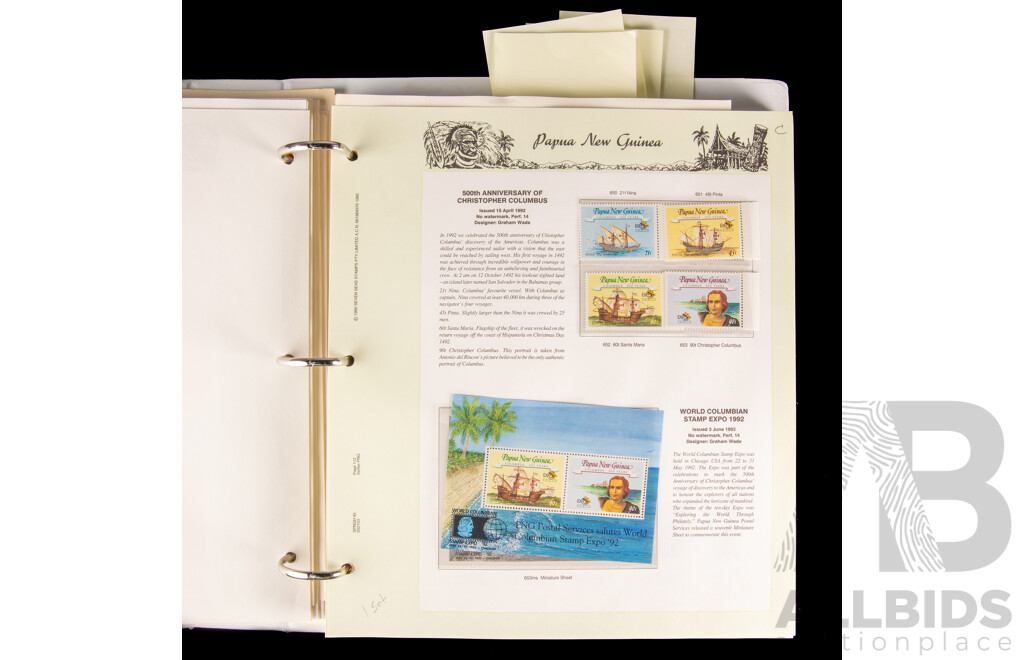 Seven Seas Album of Papua New Guinea 1984 to 1997 Mint Stamps, Approximately 80% Complete