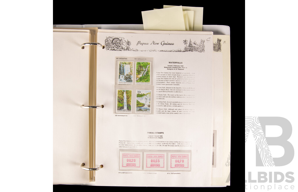 Seven Seas Album of Papua New Guinea 1984 to 1997 Mint Stamps, Approximately 80% Complete