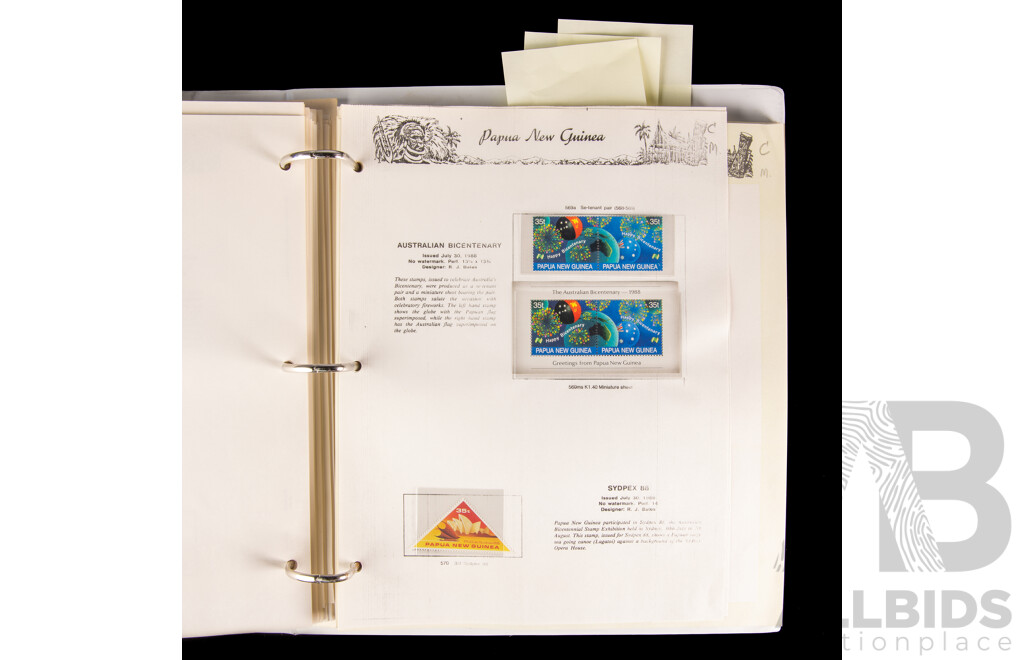 Seven Seas Album of Papua New Guinea 1984 to 1997 Mint Stamps, Approximately 80% Complete