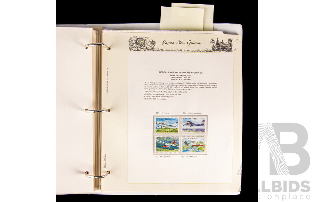 Seven Seas Album of Papua New Guinea 1984 to 1997 Mint Stamps, Approximately 80% Complete