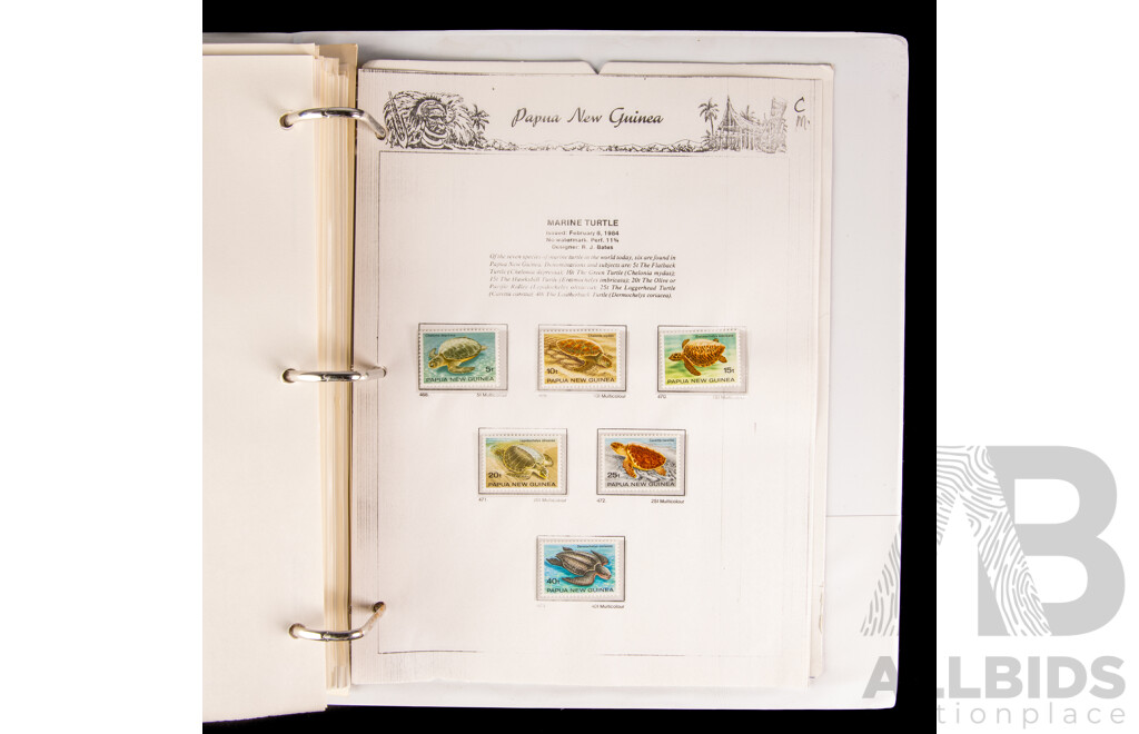 Seven Seas Album of Papua New Guinea 1984 to 1997 Mint Stamps, Approximately 80% Complete