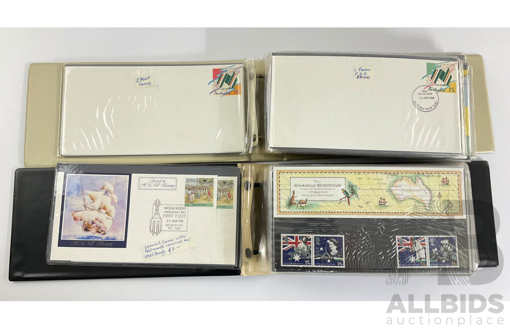 Two Albums of Australian 1987/88 Bicentennial Stamp Packs and First Day Covers