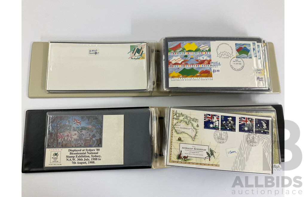 Two Albums of Australian 1987/88 Bicentennial Stamp Packs and First Day Covers