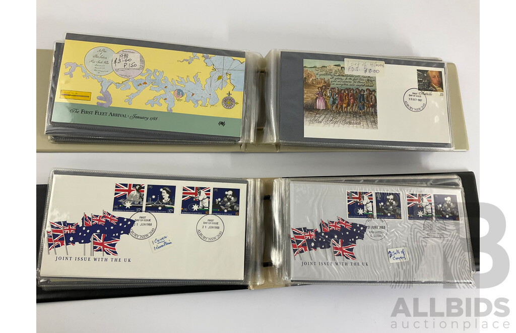 Two Albums of Australian 1987/88 Bicentennial Stamp Packs and First Day Covers