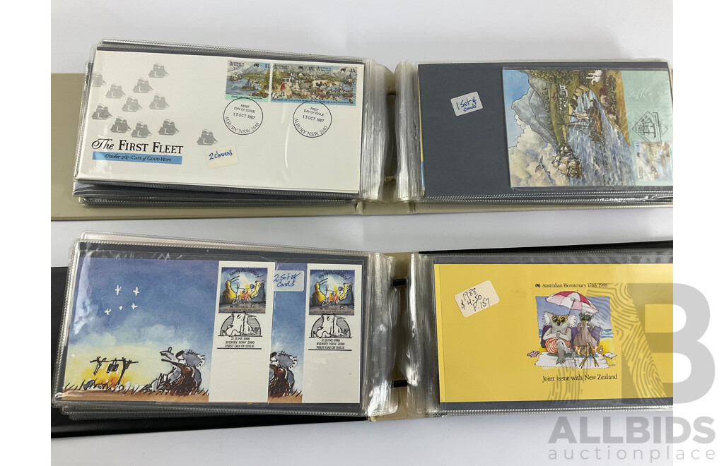 Two Albums of Australian 1987/88 Bicentennial Stamp Packs and First Day Covers