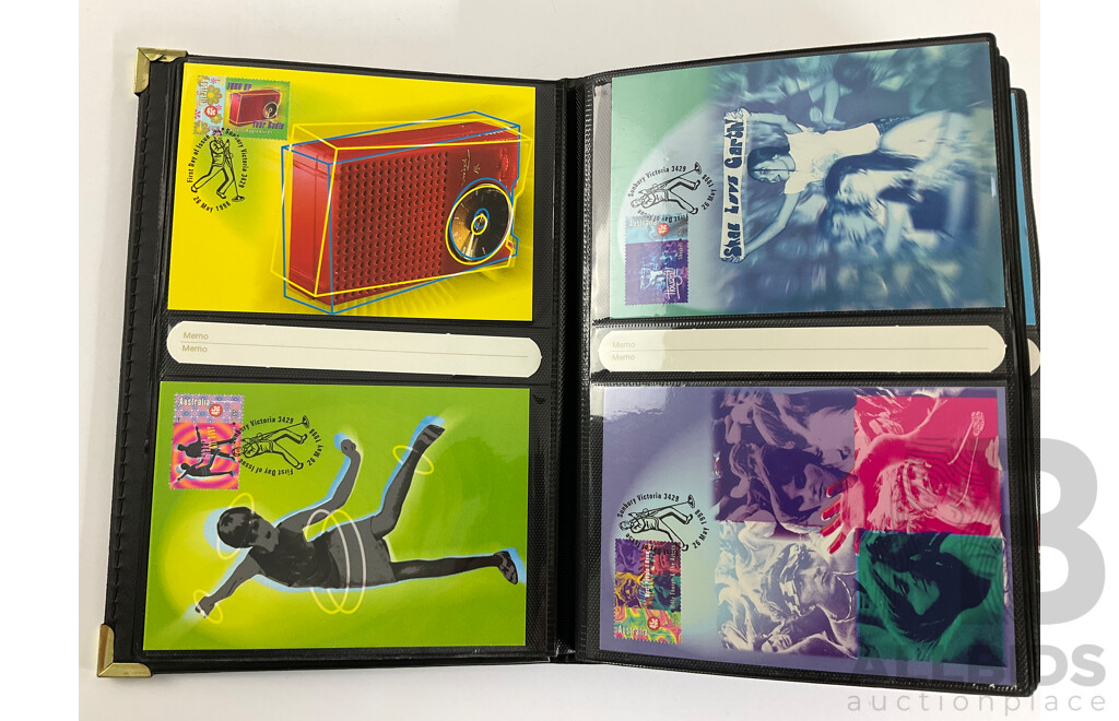 Album of Australian 1998/99/2000 Maxicards Including Australian Rock and Roll, Youth Arts, Butterflies, Early Navigators, ABC, Flowers, Australian Legends, for Valour and More