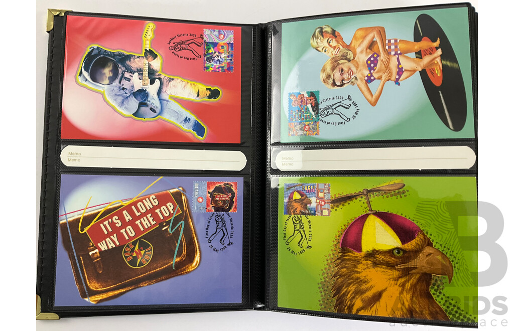 Album of Australian 1998/99/2000 Maxicards Including Australian Rock and Roll, Youth Arts, Butterflies, Early Navigators, ABC, Flowers, Australian Legends, for Valour and More