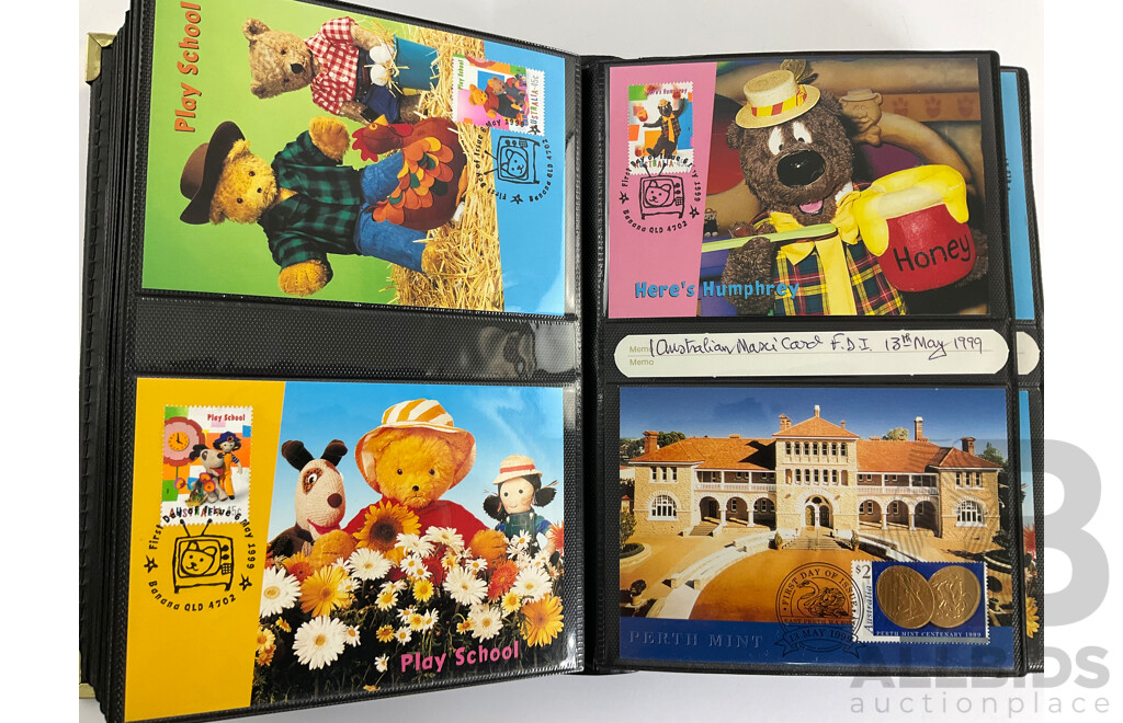 Album of Australian 1998/99/2000 Maxicards Including Australian Rock and Roll, Youth Arts, Butterflies, Early Navigators, ABC, Flowers, Australian Legends, for Valour and More