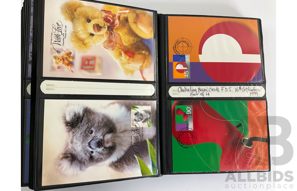 Album of Australian 1998/99/2000 Maxicards Including Australian Rock and Roll, Youth Arts, Butterflies, Early Navigators, ABC, Flowers, Australian Legends, for Valour and More