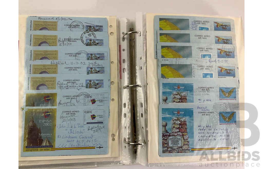 Album of Australian Special Covers, Spain Aerogrammes, Commonwealth Reply Coupons, Liberia, UK
