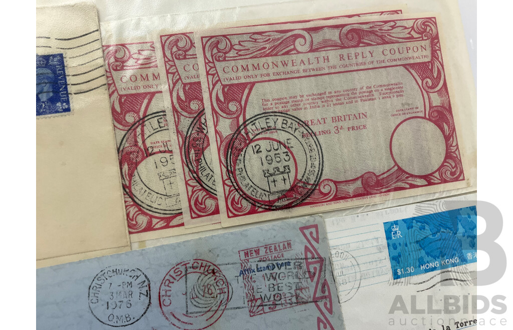 Album of Australian Special Covers, Spain Aerogrammes, Commonwealth Reply Coupons, Liberia, UK