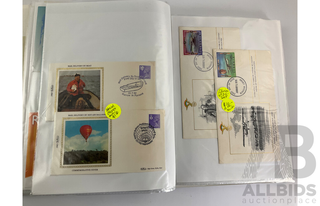 Album of Australian Special Covers, Spain Aerogrammes, Commonwealth Reply Coupons, Liberia, UK