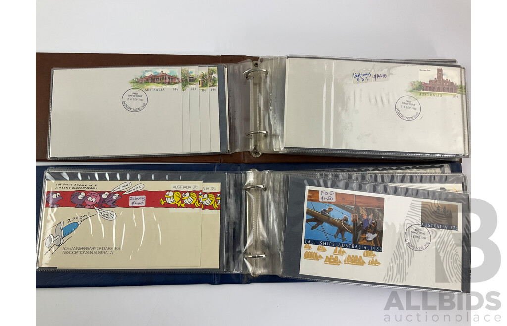Two Albums of Australian 1987/88 First Day Covers Including Sets, Tall Ships, Organised Philately, SYDPEX 88, the Early Years