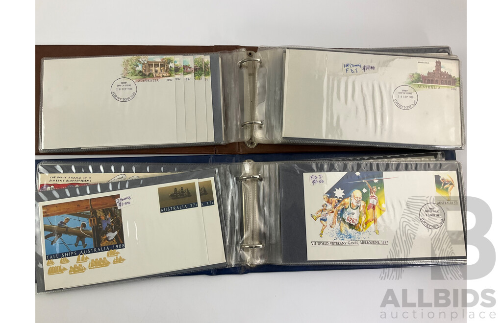 Two Albums of Australian 1987/88 First Day Covers Including Sets, Tall Ships, Organised Philately, SYDPEX 88, the Early Years