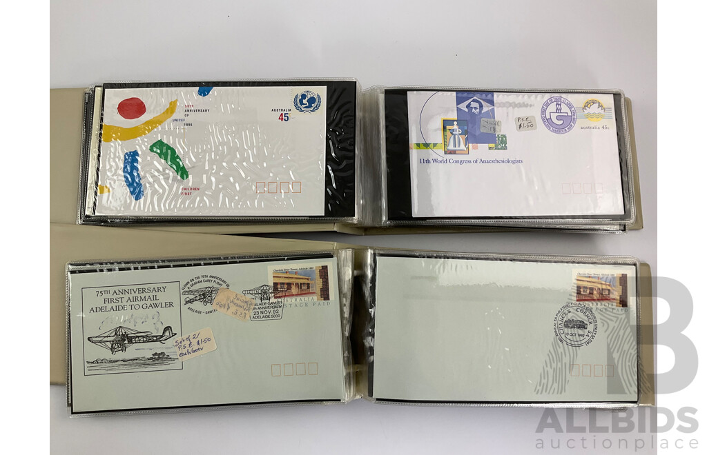 Two Albums of Australian 1991, 92, 93, 94, 95 First Day Covers Including Sets, First Flight Commemoratives, Desert Gold, Trans Australia Railway, Melbourne Zoo