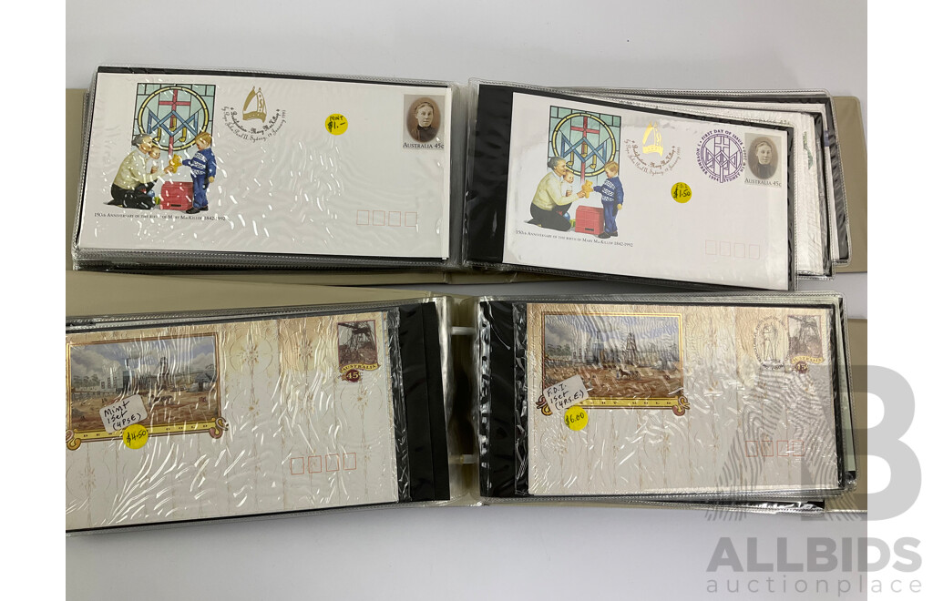 Two Albums of Australian 1991, 92, 93, 94, 95 First Day Covers Including Sets, First Flight Commemoratives, Desert Gold, Trans Australia Railway, Melbourne Zoo