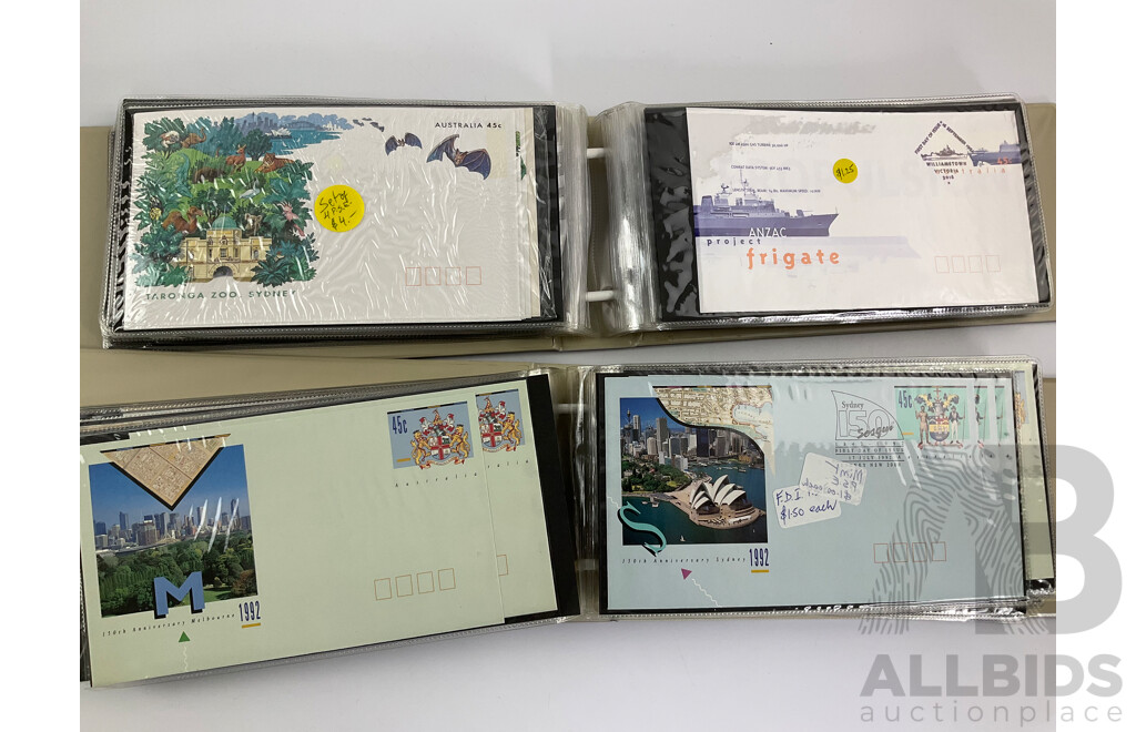 Two Albums of Australian 1991, 92, 93, 94, 95 First Day Covers Including Sets, First Flight Commemoratives, Desert Gold, Trans Australia Railway, Melbourne Zoo