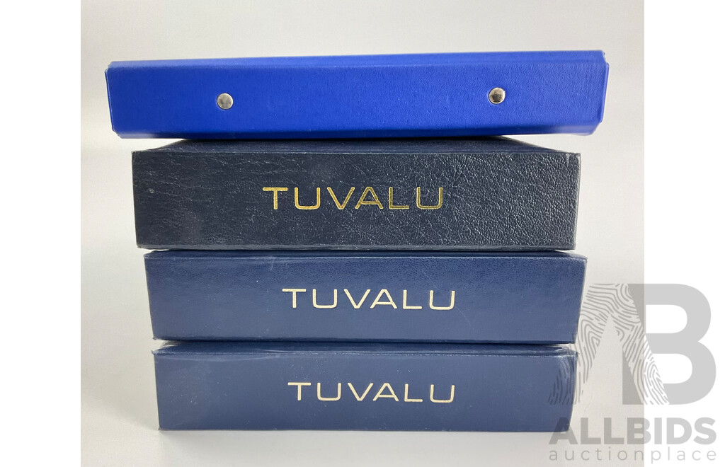 Three Albums of Tuvalu Stamp Sets, Examples Spanning 1976 to 1980's, Officials, Commemoratives with Album of Tuvalu Post Office Presentation Packs