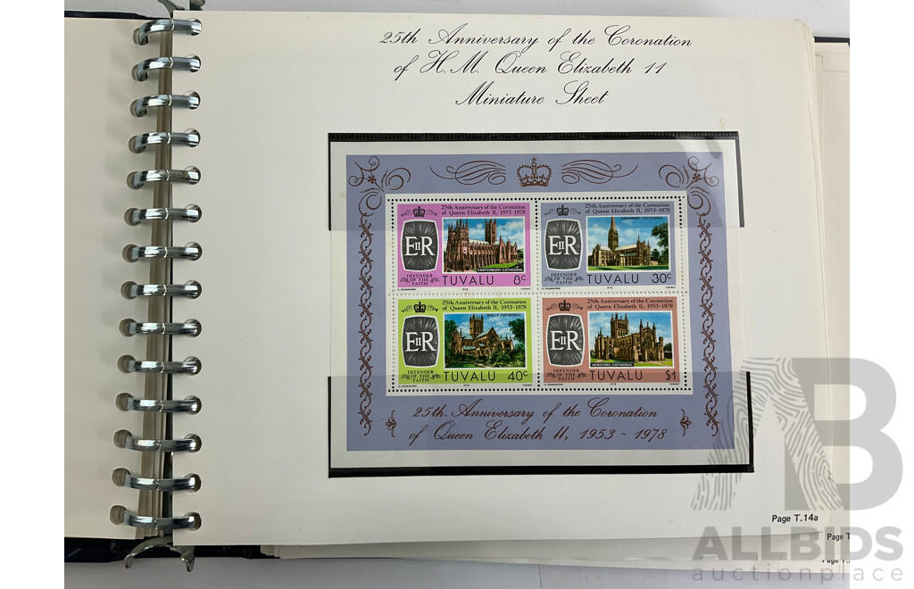 Three Albums of Tuvalu Stamp Sets, Examples Spanning 1976 to 1980's, Officials, Commemoratives with Album of Tuvalu Post Office Presentation Packs