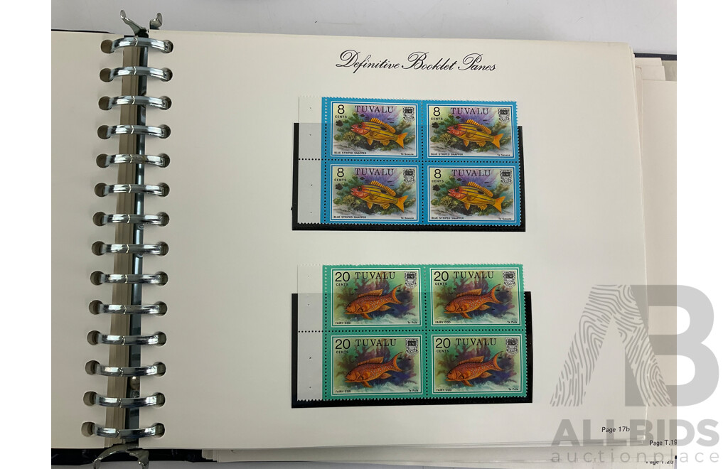 Three Albums of Tuvalu Stamp Sets, Examples Spanning 1976 to 1980's, Officials, Commemoratives with Album of Tuvalu Post Office Presentation Packs