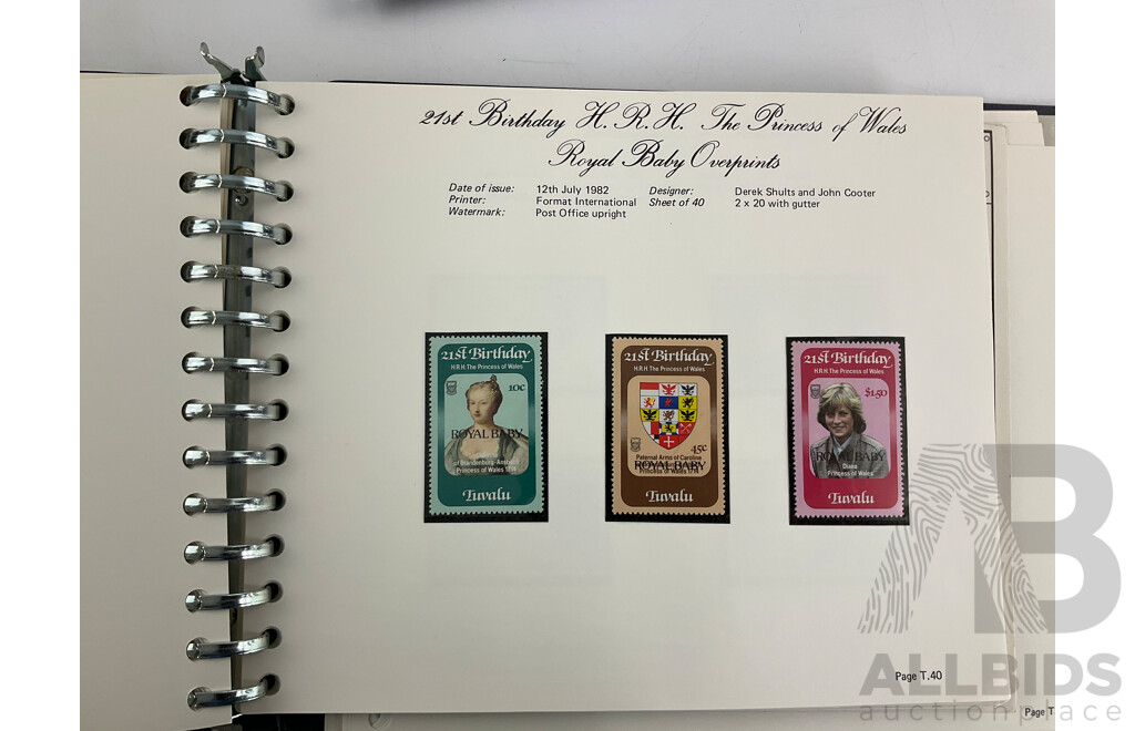 Three Albums of Tuvalu Stamp Sets, Examples Spanning 1976 to 1980's, Officials, Commemoratives with Album of Tuvalu Post Office Presentation Packs