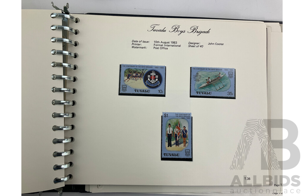 Three Albums of Tuvalu Stamp Sets, Examples Spanning 1976 to 1980's, Officials, Commemoratives with Album of Tuvalu Post Office Presentation Packs
