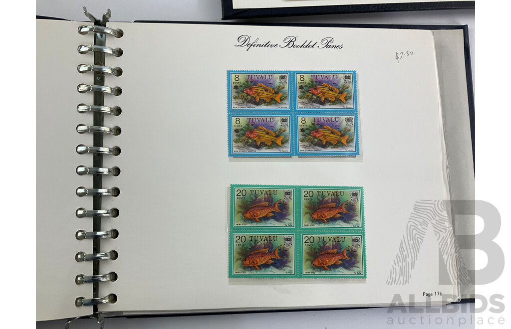 Three Albums of Tuvalu Stamp Sets, Examples Spanning 1976 to 1980's, Officials, Commemoratives with Album of Tuvalu Post Office Presentation Packs