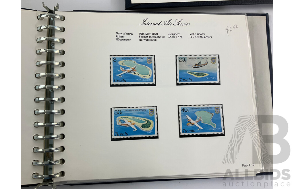 Three Albums of Tuvalu Stamp Sets, Examples Spanning 1976 to 1980's, Officials, Commemoratives with Album of Tuvalu Post Office Presentation Packs