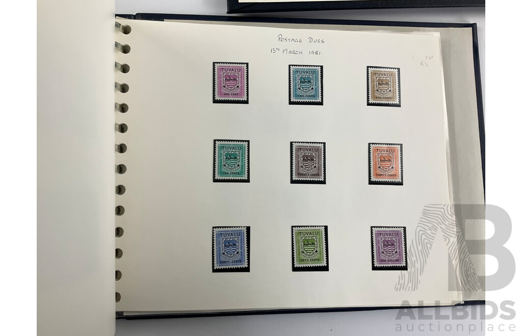Three Albums of Tuvalu Stamp Sets, Examples Spanning 1976 to 1980's, Officials, Commemoratives with Album of Tuvalu Post Office Presentation Packs