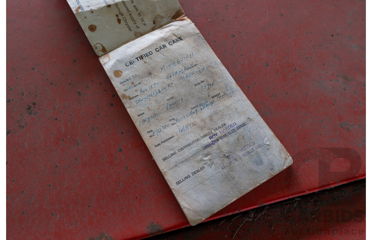 3/1972 Chrysler Valiant VH Charger 2d Coupe Hemi Orange 245ci 4.0L