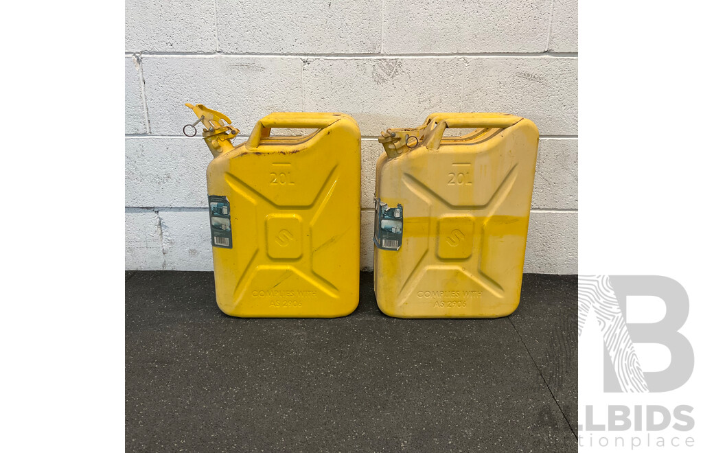 Sandleford 20L Yellow Metal Jerry Can - Lot of 2
