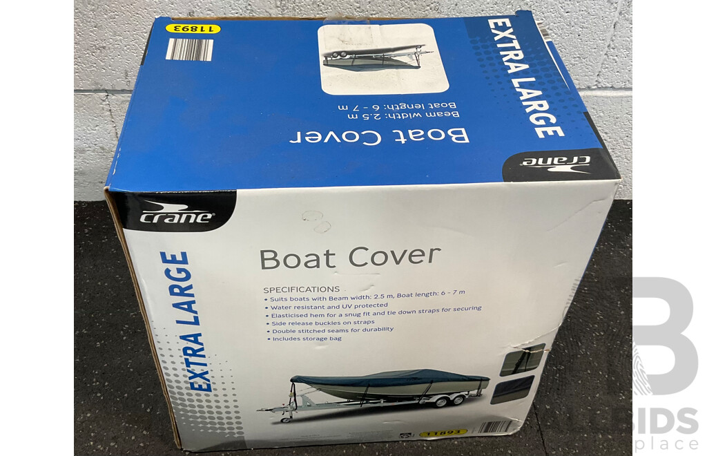 Assorted Garagenalia Items - Crane Boat Cover & Campervan Cover & Folding Beach Trolley & More - Lot of 5
