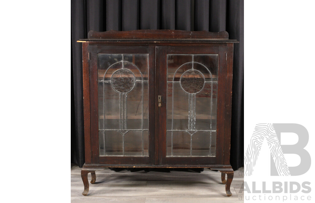 Art Deco Display Case with Leadlight Doors