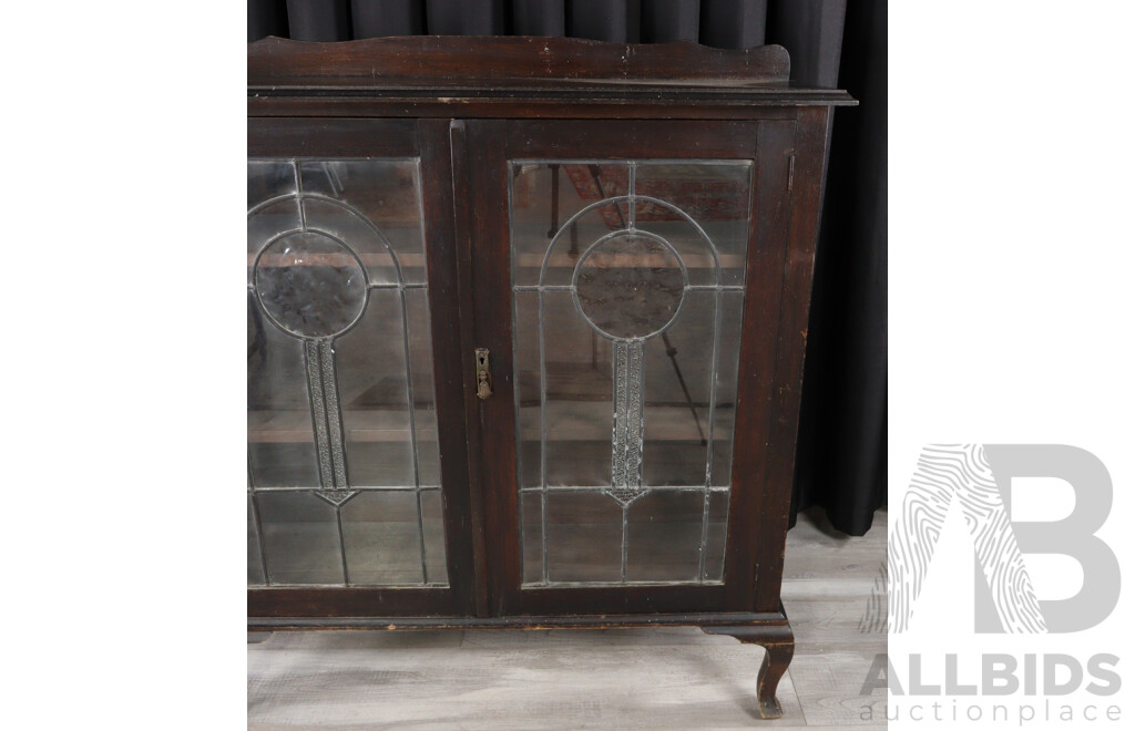 Art Deco Display Case with Leadlight Doors