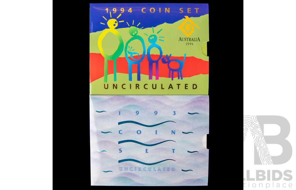 Australian RAM 1993 and 1994 Six UNC Coin Sets, Year of the Family and Landcare