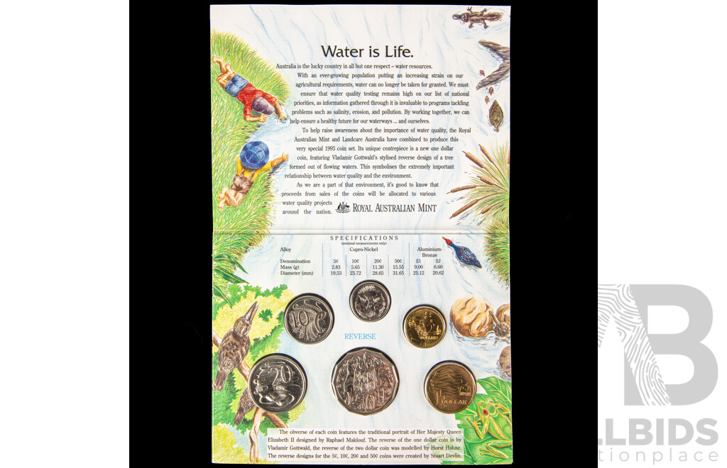 Australian RAM 1993 and 1994 Six UNC Coin Sets, Year of the Family and Landcare
