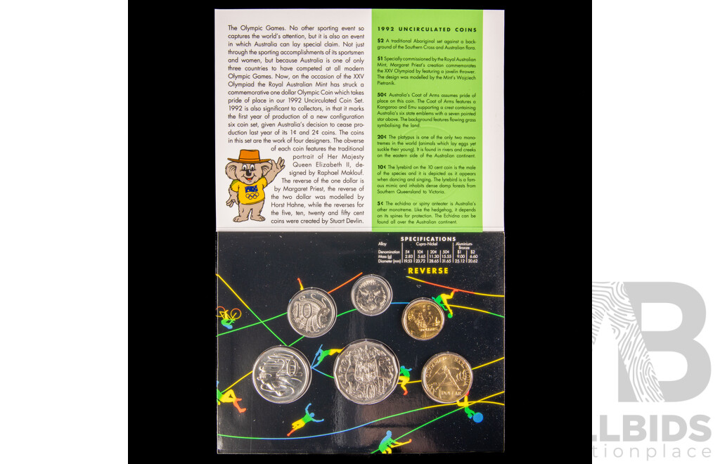 Two Australian RAM 1992 and 2003 UNC Coin Sets, Olympic and Volunteers