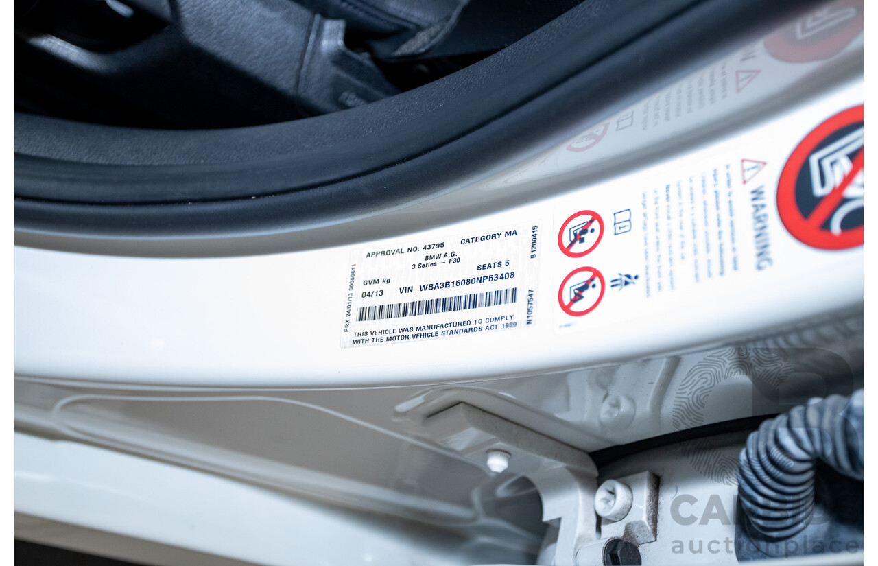 4/2013 BMW 320i M-Sport Pack F30 MY13.5 4d Sedan Alpine White Turbo 2.0L