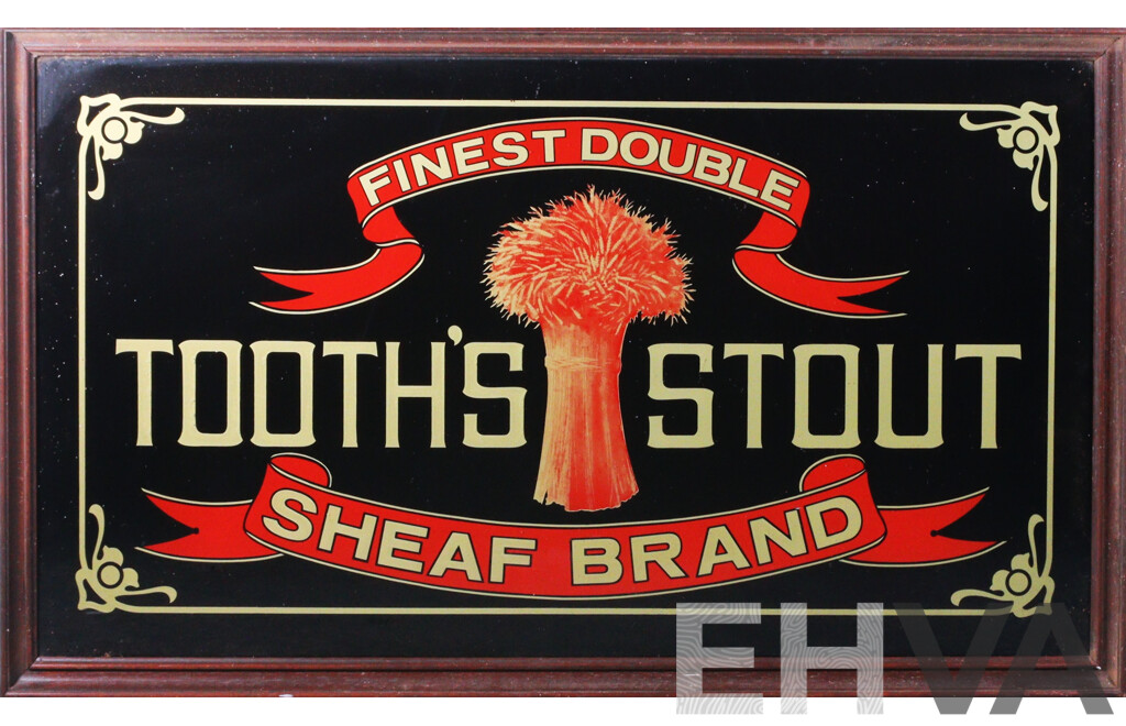 Vintage Glass Tooths Stout Advertising Sign