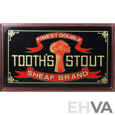 Vintage Glass Tooths Stout Advertising Sign